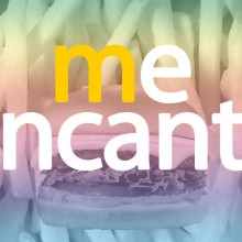 A poster of fries and a burger and the McDonald's slogan "me encanta" Illustration by Diana Jou